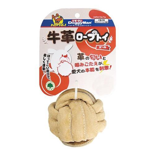 ドギーマン 犬用おもちゃ 牛革ロープトイ ボール