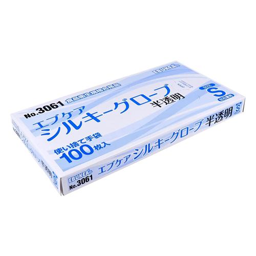 No.3061 エブケアシルキーグローブ 半透明 箱入