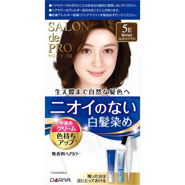 サロンドプロ 無香料ヘアカラー 早染めクリーム 白髪用 5E 深みのあるエレガントブラウン