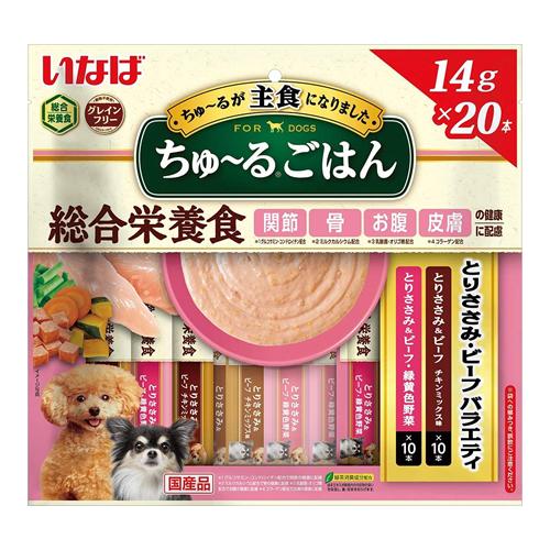 いなば ちゅ〜る(ちゅーる)ごはん 犬用総合栄養食 とりささみ・ビーフバラエティ