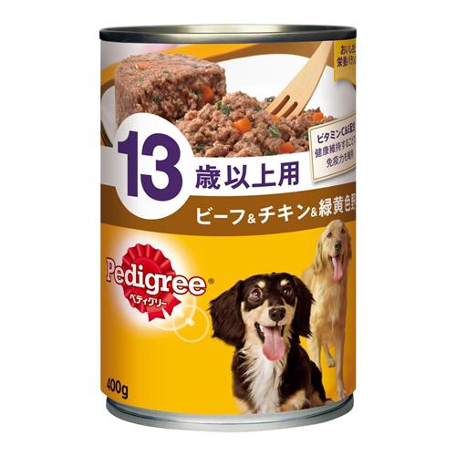 Pedigree(ペディグリー) ウェット 缶 13歳以上用 ビーフ&チキン&緑黄色野菜