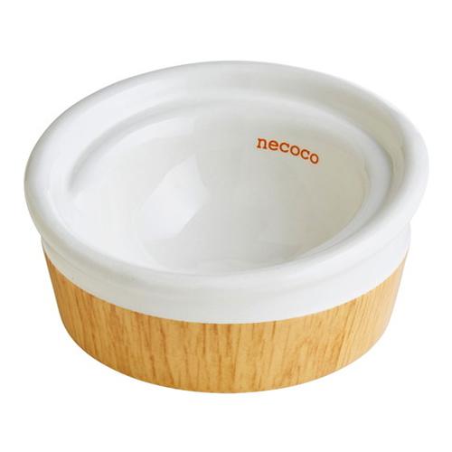ペティオ 猫用 necoco(ネココ) 食べやすい木目調陶器食器 ドライフード向き