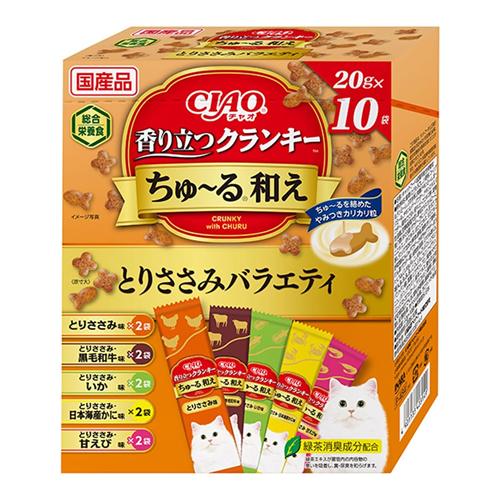 いなば 猫用総合栄養食 CIAO香り立つクランキーちゅ〜る和え とりささみバラエティ