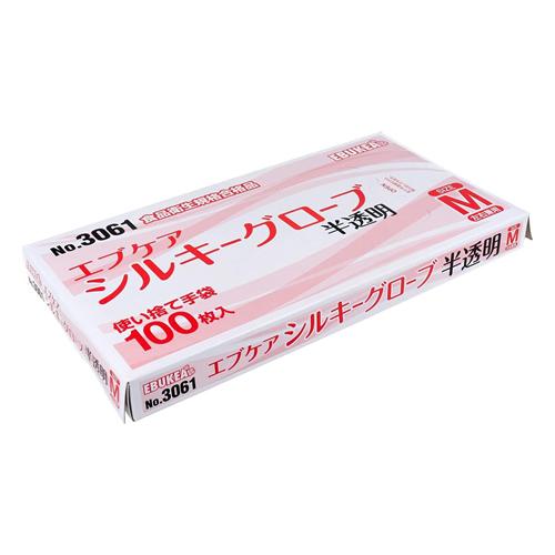 No.3061 エブケアシルキーグローブ 半透明 箱入