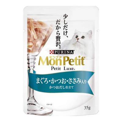 モンプチ プチリュクスパウチ まぐろ・かつお・ささみ入り かつおだし仕立て