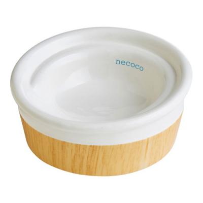 ペティオ 猫用 necoco(ネココ) 食べやすい木目調陶器食器 ウェットフード向き