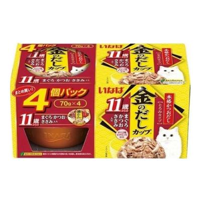 いなば 猫用 金のだし カップ 11歳からのまぐろ・かつお・ささみ入り