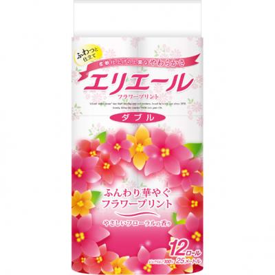 エリエール トイレットティシュー フラワープリント ダブル  12R ダブル