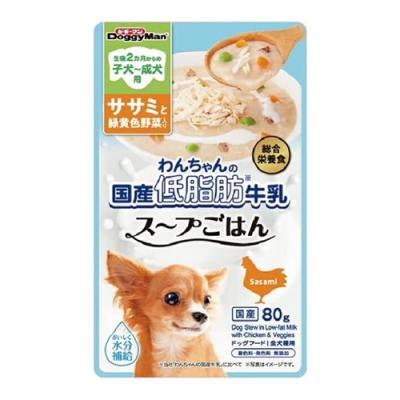 ドギーマン わんちゃんの国産低脂肪牛乳スープごはん ササミと緑黄色野菜入り 子犬～成犬用 