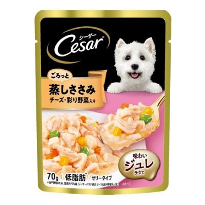 シーザー パウチ 成犬用 ごろっと蒸しささみ チーズ・彩り野菜入り ゼリータイプ