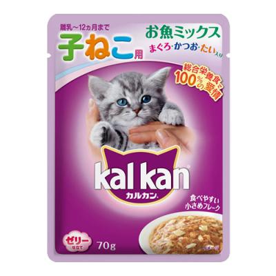 カルカン(kalkan) パウチ 離乳～12ヵ月までの子ねこ用 お魚ミックス まぐろ・かつお・たい入り