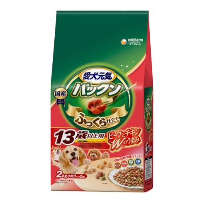 愛犬元気 パックン ふっくら仕立て 13歳以上用 ビーフ・ささみ・緑黄色野菜・小魚入り