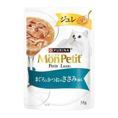 モンプチ プチリュクスパウチ ジュレ まぐろとかつおのささみ添え