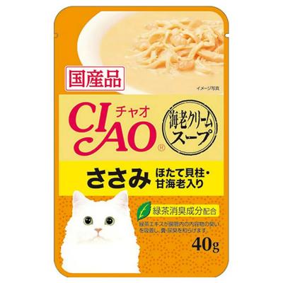 チャオ だしスープ パウチ 海老クリームスープ ささみほたて貝柱・甘海老入り40g
