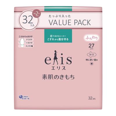 エリス 素肌のきもち 特に多い昼用 羽つき27cm