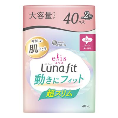 エリス 素肌のきもち ルナフィット超スリム 多い昼用 羽つき 23cm
