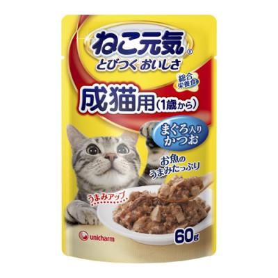 ねこ元気 パウチ 成猫用(1歳から) まぐろ入りかつお