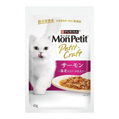 モンプチ 猫用パウチ プチクラフト サーモン 海老入りソース仕立て