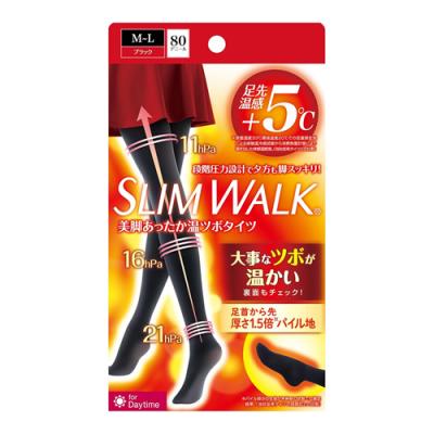 スリムウォーク 美脚あったか温ツボタイツ 80デニール ブラック