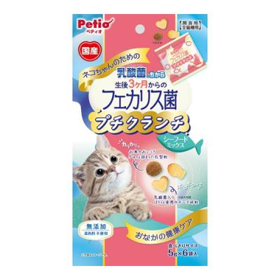 ペティオ ネコちゃんの乳酸菌のちから 3ヶ月からのフェカリス菌プチクランチ シーフード