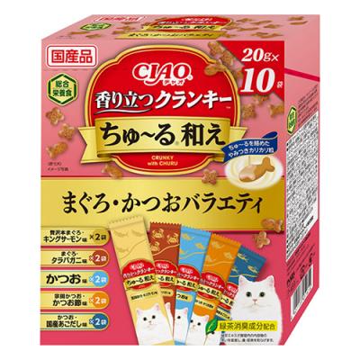 いなば 猫用総合栄養食 CIAO香り立つクランキーちゅ～る和え まぐろ・かつおバラエティ