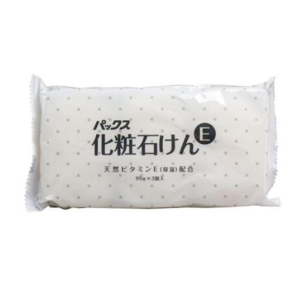 ●「パックス化粧石けんE」は、天然ビタミンEを配合した、シンプルでお肌にやさしい、無香料無着色の洗顔浴用石鹸です。●豊かな泡立ちでしっかりと汚れを落とし、洗い流すときの泡切れも良く、さっぱりとした洗い