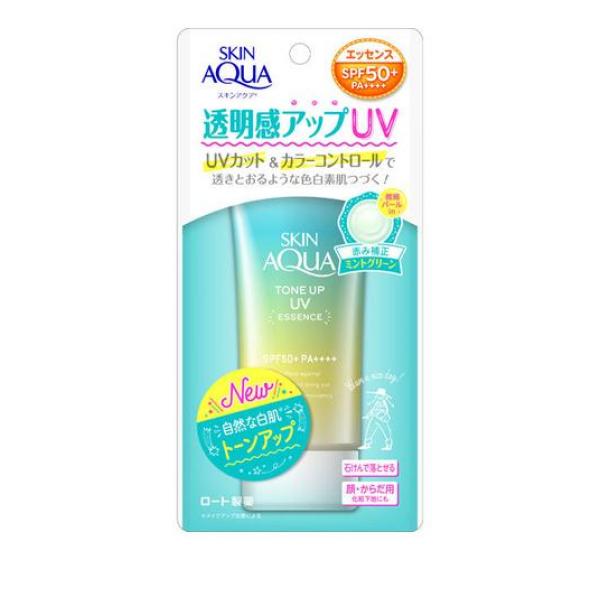 ●ロート製薬 スキンアクア トーンアップUVエッセンス ミントグリーン（ROHTO SKIA SQUA TONE UP UV Essence）●UVカットしながら、色と光をコントロールし、肌をトーンア