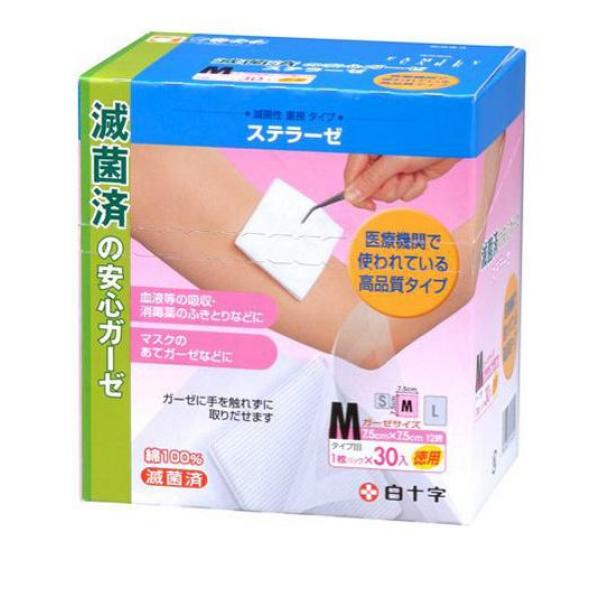 ●白十字 Family Care（ファミリーケア）ステラーゼ（白十字折りガーゼ滅菌済）●1枚ずつ個包装、滅菌されているので傷口にも安心です。●滅菌バッグから取り出し、すぐにお使いいただけます。●用途に