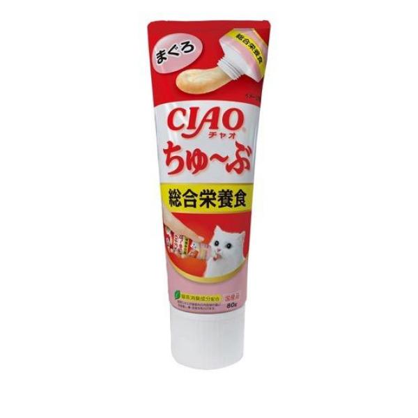 ●与えたい分だけ出して使用できる、チューブタイプのちゅ〜る『CIAOちゅ〜ぶ』●1日に必要な栄養バランスが摂れる総合栄養食タイプ。●この商品は、ペットフード公正取引協議会の定める分析試験の結果、総合栄