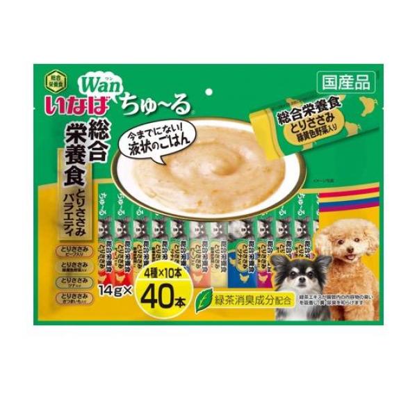 いなば Wanちゅ〜る(ワンちゅーる) 犬用総合栄養食 とりささみバラエティ 14g (×40本(4種×10本))