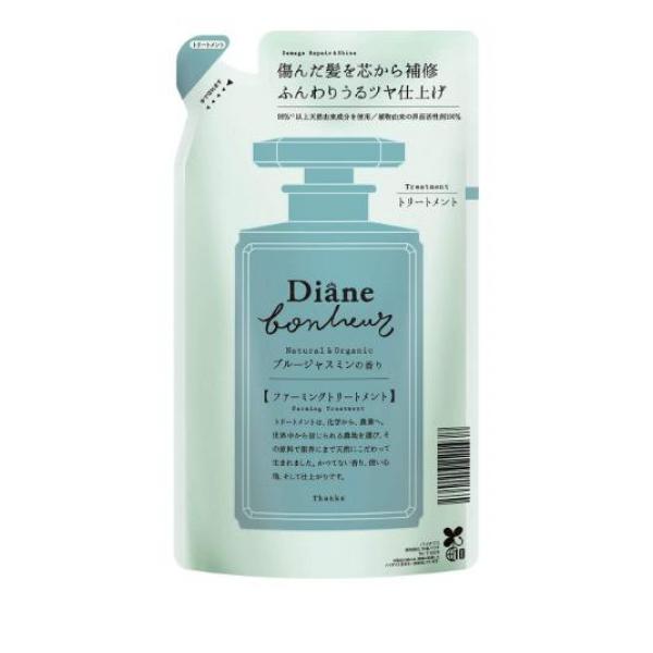 ●オーガニック成分を含め98％以上(水を含む)天然由来成分のファーミングトリートメント。ダメージリペア＆シャインは傷んだ髪を芯から補修し、ふんわりうるツヤ髪に仕上げます。ブルージャスミンの香り。●ドラ