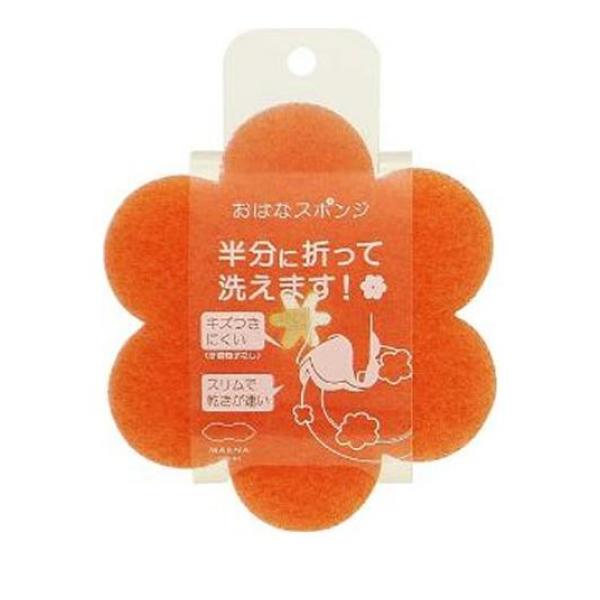 ●マーナ おはなスポンジ（marna お花スポンジ）K364●おはな型のかわいいキッチンスポンジ。●薄めで半分に折りやすく、お皿をはさんで洗えて乾きも早い。●カラフルでおはな型のスポンジで皿洗いも楽し