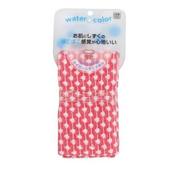 ●マーナ watercolor（ウォーターカラー）ナイロンしずくタオル B441●泡立ちの良いナイロンに、可愛いしずく模様を編み込みました。●ナイロンの泡立ちはそのままで、優しい肌あたりに、ほど良い刺