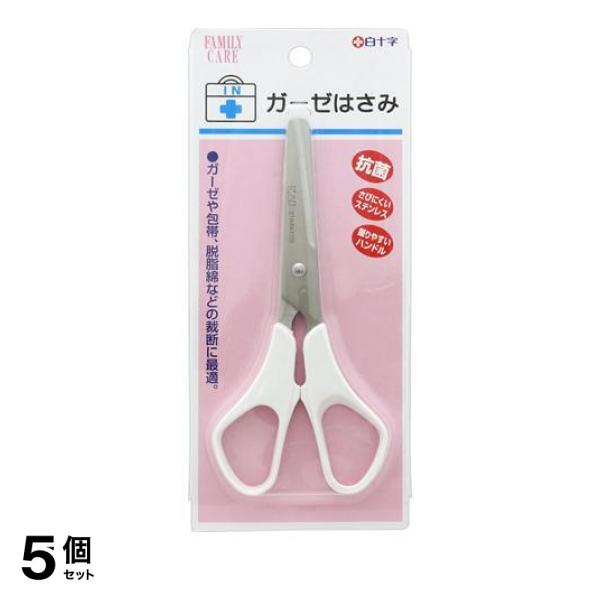 ●白十字 Family Care（ファミリーケア）ガーゼはさみ●抗菌／さびにくいステンレス／握りやすいハンドル●裁断しにくいガーゼ、包帯、脱脂綿などをカットするのに適したはさみです。●先端に丸みをつけ