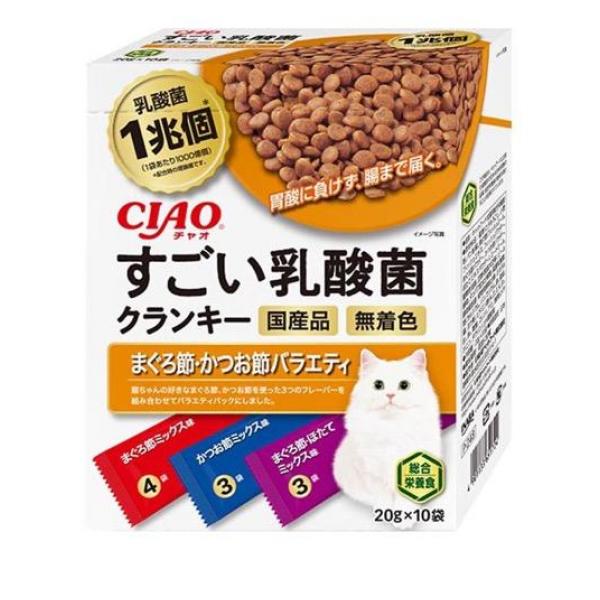 いなば 猫用 CIAO(チャオ) すごい乳酸菌 クランキー まぐろ節・かつお節バラエティ 20g× 10袋入