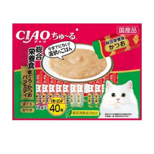 いなば 猫用 CIAOちゅ〜る(チャオちゅーる) 総合栄養食 まぐろ・かつおバラエティ 14g× 40本入