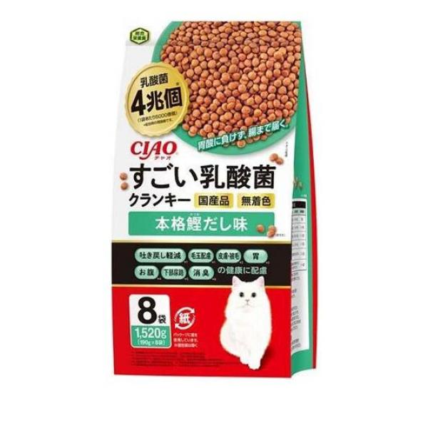いなば 猫用 CIAO(チャオ) すごい乳酸菌 クランキー 本格鰹だし味 190g (×8袋入)