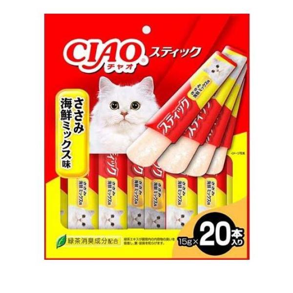 いなば 猫用おやつ CIAO(チャオ) スティック ささみ 海鮮ミックス味 15g (×20本入)