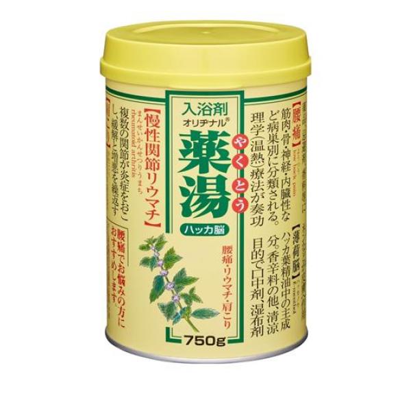 ●薬用入浴剤 オリヂナル薬湯（やくとう）ハッカ脳●腰痛・リウマチ・肩こりでお悩みの方に。筋肉の緊張をほぐす。●温熱効果を高めて筋肉の緊張を穏和する橙皮油・カンフルをはじめ、薄荷脳（l-メントール）、ユ