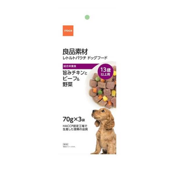 ●チキンとビーフをふんだんに使用しました。●13歳からのしっかり元気ケア。●不足しがちな野菜をミックス。●愛犬がよろこびおいしさを調和した愛犬のための総合栄養食です。●HACCP認定工場で生産した信頼