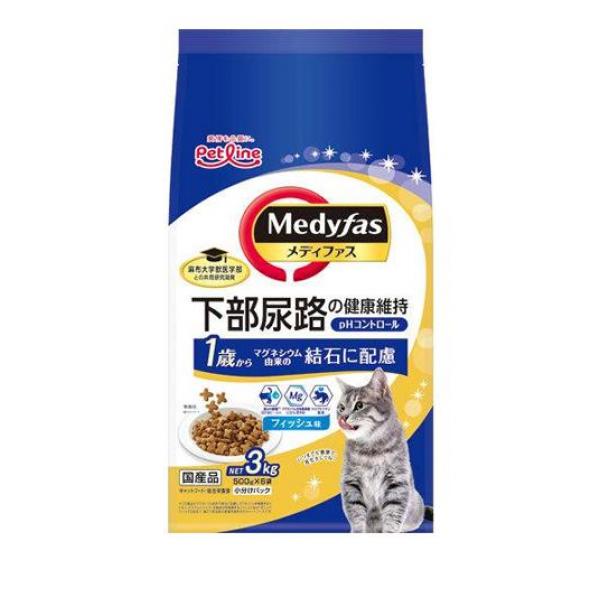メディファス 猫用 ドライ 1歳から フィッシュ味 500g× 6袋入 (=3kg)
