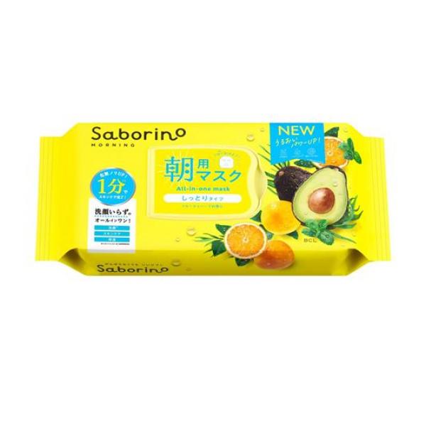 ●サボリーノ 目ざまシート N しっとりタイプ（BCL Saborino Morning All-in-one mask）●これ1枚で朝のお手入れが1分(*1)で完了！洗顔(*2)＋スキンケア＋保湿下
