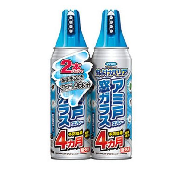 ●フマキラー 虫よけバリア アミ戸窓ガラススプレー 屋外用●アミ戸にも窓にも、4ヵ月(*1)虫を居つかせない！●4連ワイド噴射でラクラク処理！気になる場所にスプレーするだけでイヤな虫を長期間居つかせま