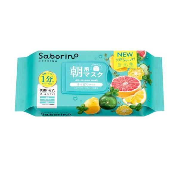 ●サボリーノ 目ざまシート 爽やか果実のすっきりタイプ N（BCL Saborino Morning All-in-one mask）●これ1枚で朝のお手入れが1分(*1)で完了！洗顔(*2)＋スキン