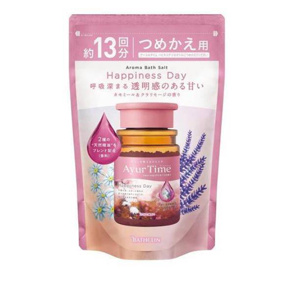 ●バスクリン アーユルタイム ハピネスデイ（BATHCLIN Aroma Bath Salt Ayur Time Happiness Day）●わたしを整える、心地良い時間。奥深く繊細な香りのアロマバ