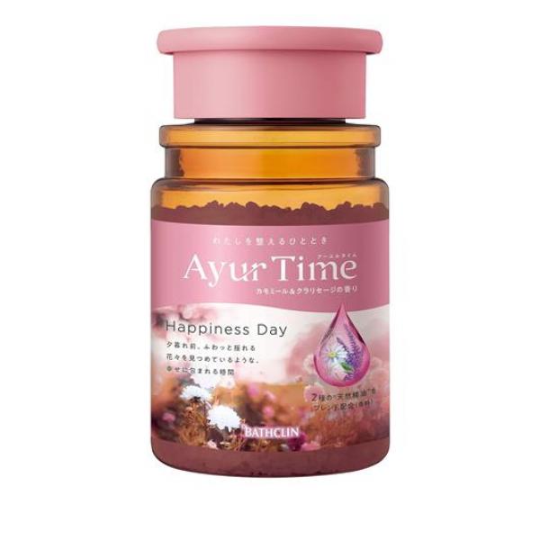 ●バスクリン アーユルタイム ハピネスデイ（BATHCLIN Aroma Bath Salt Ayur Time Happiness Day）●わたしを整える、心地良い時間。奥深く繊細な香りのアロマバ