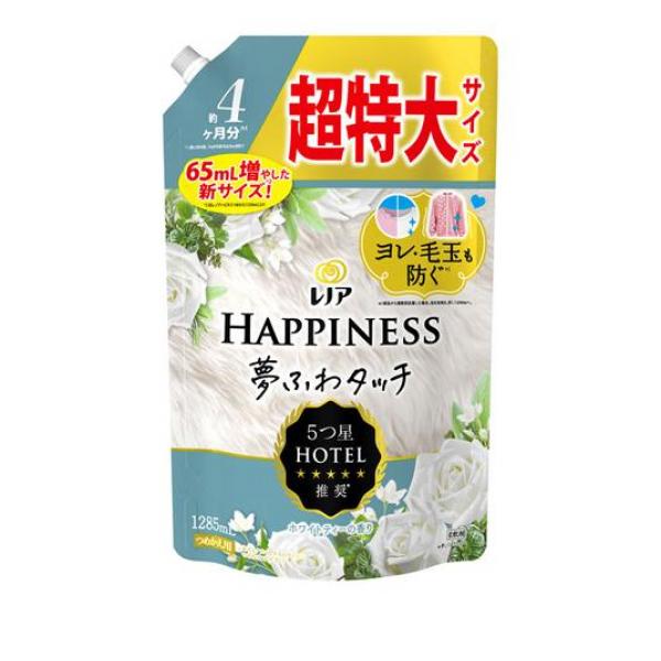 ●5つ星ホテル推奨！新レノアハピネス夢ふわタッチで衣類のダメージを防ぎ、香りも肌ざわりも5つ星。●洗濯するたび気になる衣類のダメージまで防ぐ！Tシャツの首元のヨレやニットの毛玉を防ぎます*？。●最高量
