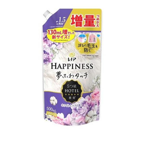 ●5つ星ホテル推奨！新レノアハピネス夢ふわタッチで衣類のダメージを防ぎ、香りも肌ざわりも5つ星。●洗濯するたび気になる衣類のダメージまで防ぐ！Tシャツの首元のヨレやニットの毛玉を防ぎます*？。●最高量