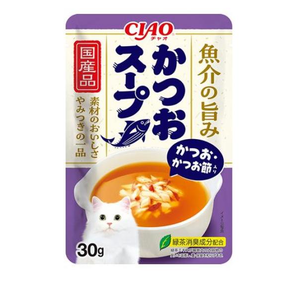 ●いなばペットフード CIAO（チャオ）スープ 魚介の旨み かつおスープ かつお・かつお節入り IC-553●素材のおいしさ やみつきの一品。●いつものごはんにかけて。水分補給に。●かつおの旨味たっぷ