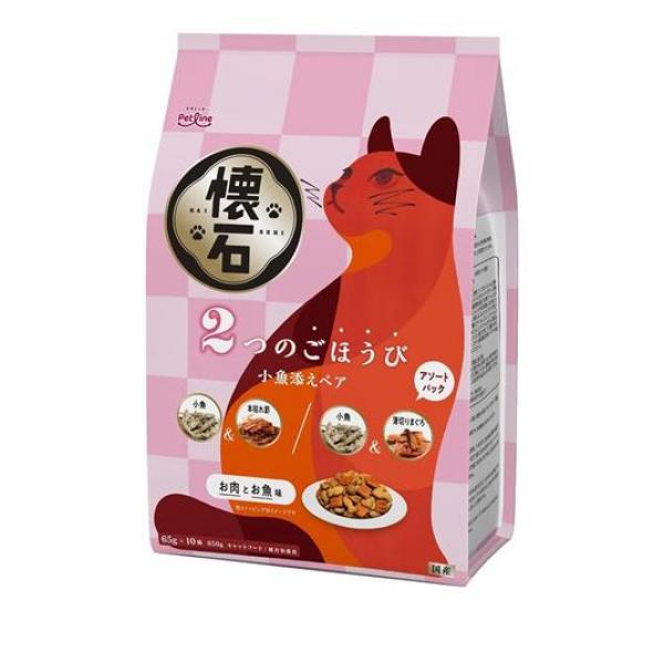 ●小魚が大好きな猫様へおすすめ。●小魚＆本枯れ節と小魚＆薄切りまぐろをそれぞれトッピングした分包入り。●4種類のかわいい粒。●合成着色料不使用。●こだわりのトッピングを採用：小魚＆本枯れ節、小魚＆薄切